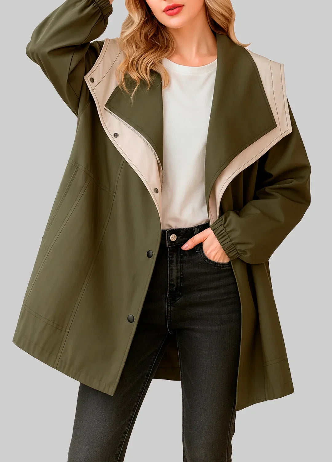 Trench Elegante Oversize Donna Bicolore