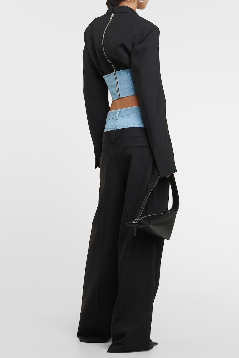 Jeans Patchwork Donna Elegante Vestibilità Slim Denim Cotone Poliestere Invernale Moderno