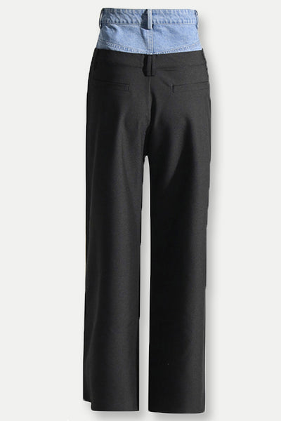 Jeans Patchwork Donna Elegante Vestibilità Slim Denim Cotone Poliestere Invernale Moderno