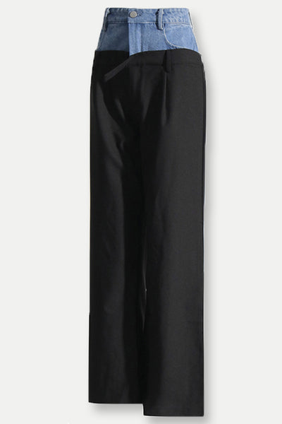 Jeans Patchwork Donna Elegante Vestibilità Slim Denim Cotone Poliestere Invernale Moderno