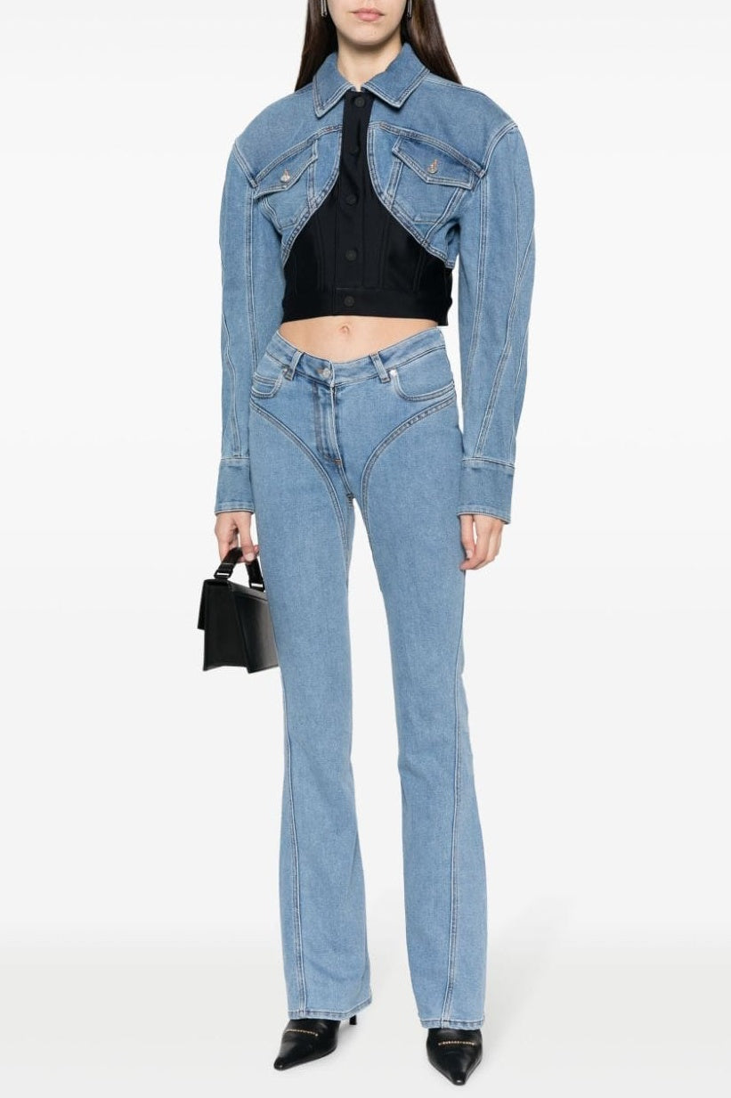 Esclusiva Giacca Denim Patchwork Kathryn Corinne Rove per Donna Stile Distintivo Unico