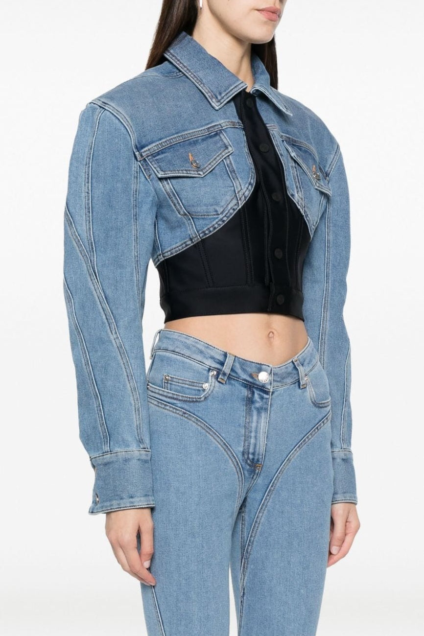 Esclusiva Giacca Denim Patchwork Kathryn Corinne Rove per Donna Stile Distintivo Unico