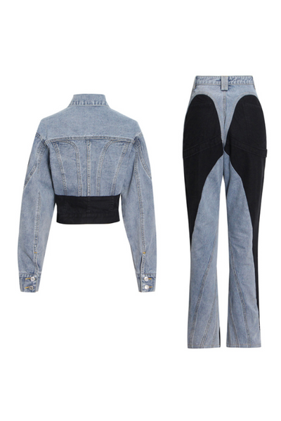 Esclusiva Giacca Denim Patchwork Kathryn Corinne Rove per Donna Stile Distintivo Unico